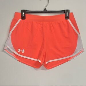 NEW Under Armor Running Shorts Youth Large Coral Orange/Pink & White With Logo